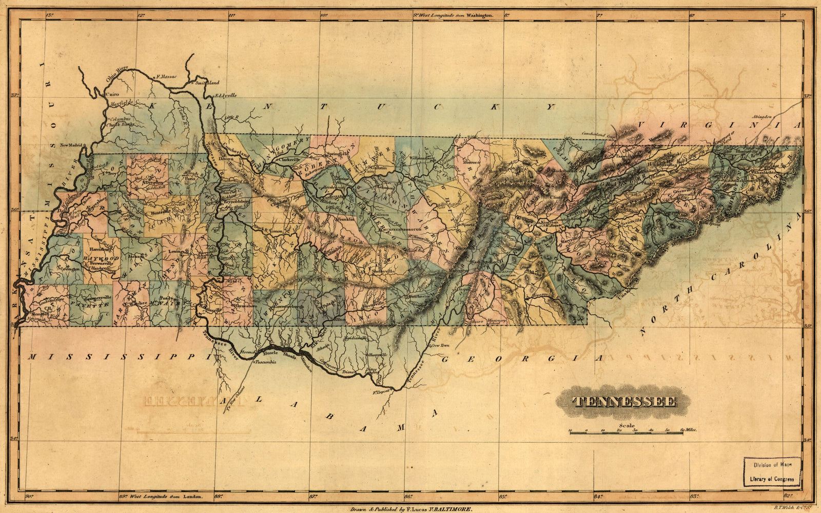 Map of the State of Tennessee, 1826