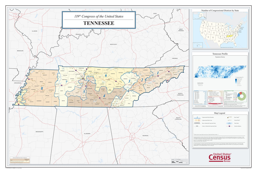 Tennessee Congressional District Wall Map