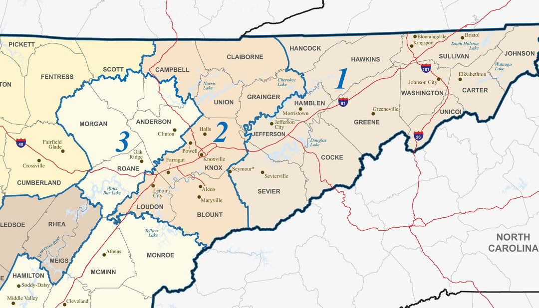 Tennessee Congressional District Wall Map