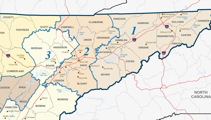 Tennessee Congressional District Wall Map