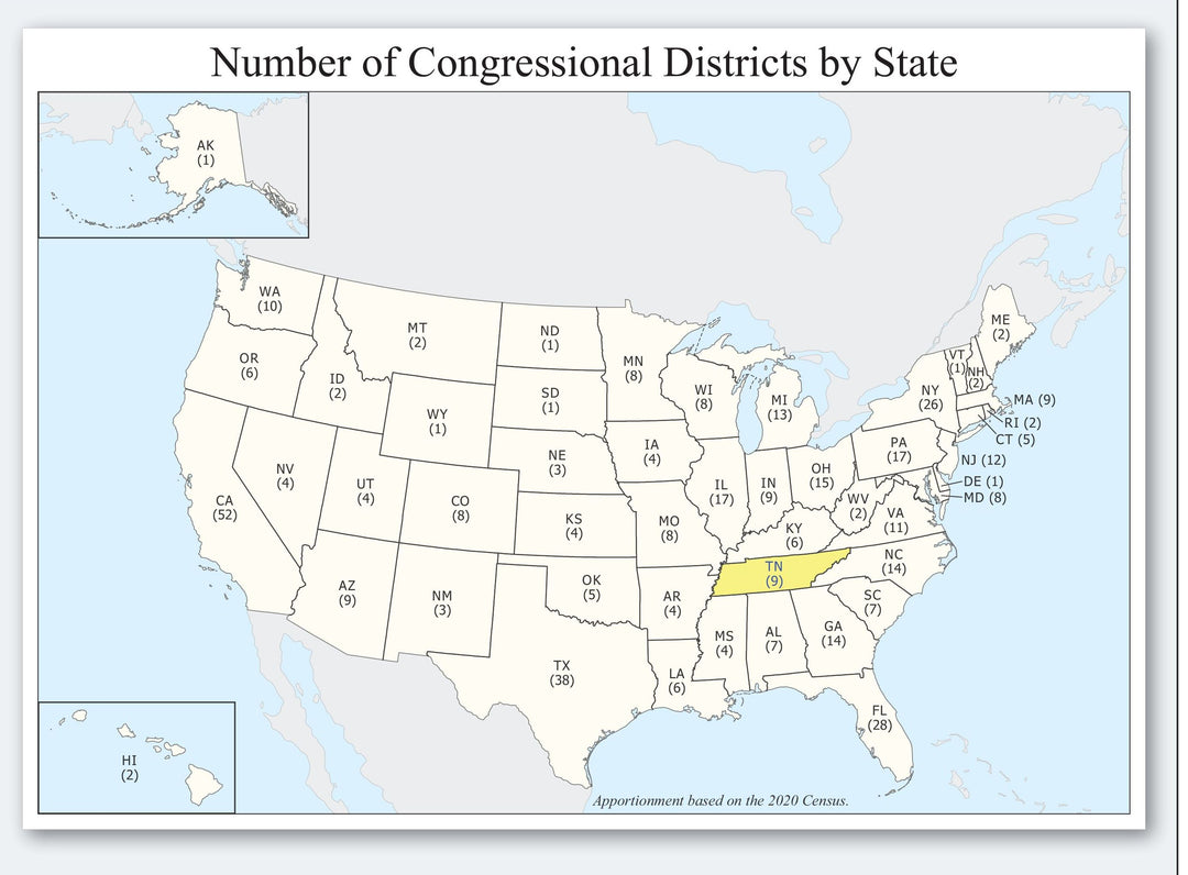 Tennessee Congressional District Wall Map