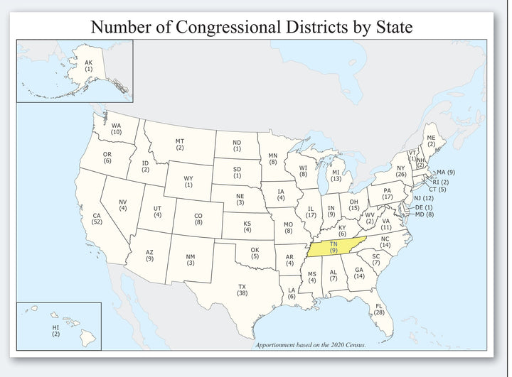 Tennessee Congressional District Wall Map