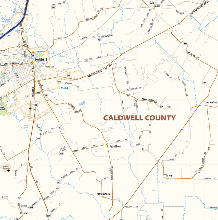 Bastrop County Tx Wall Map