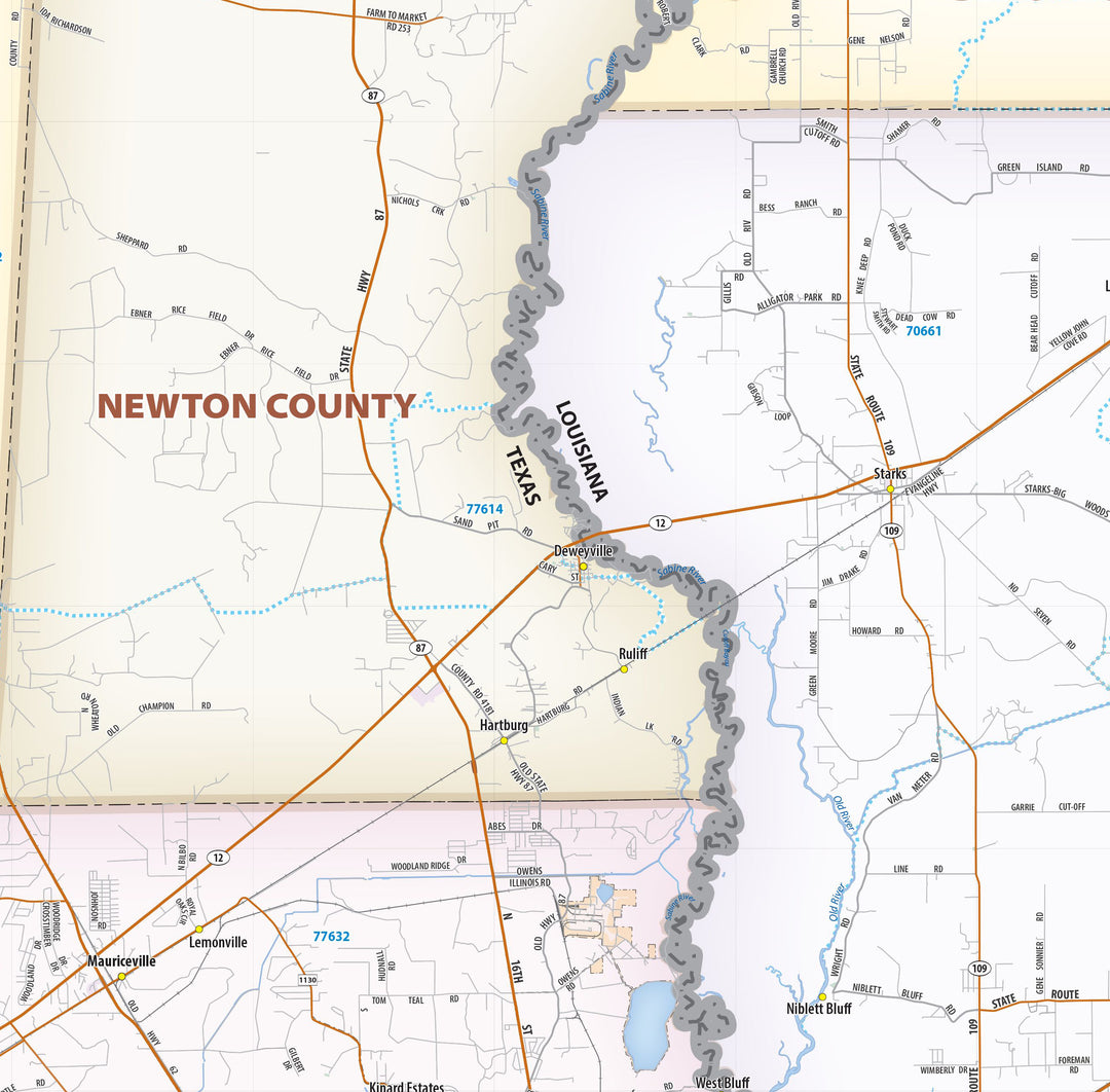 Beaumont, Port Arthur and Lake Charles Area Wall Map