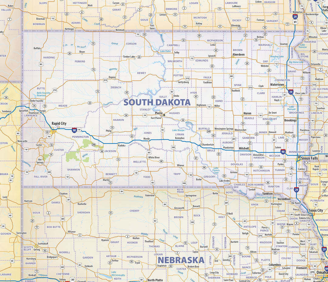Central USA Wall Map