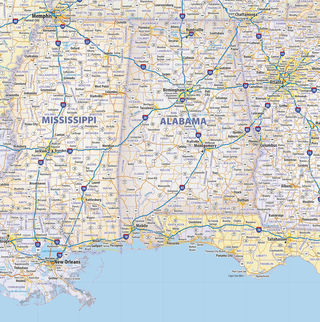 Central USA Wall Map