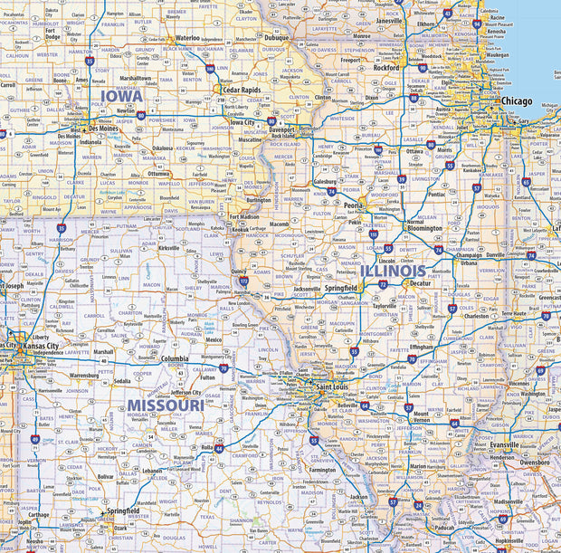 Central USA Wall Map