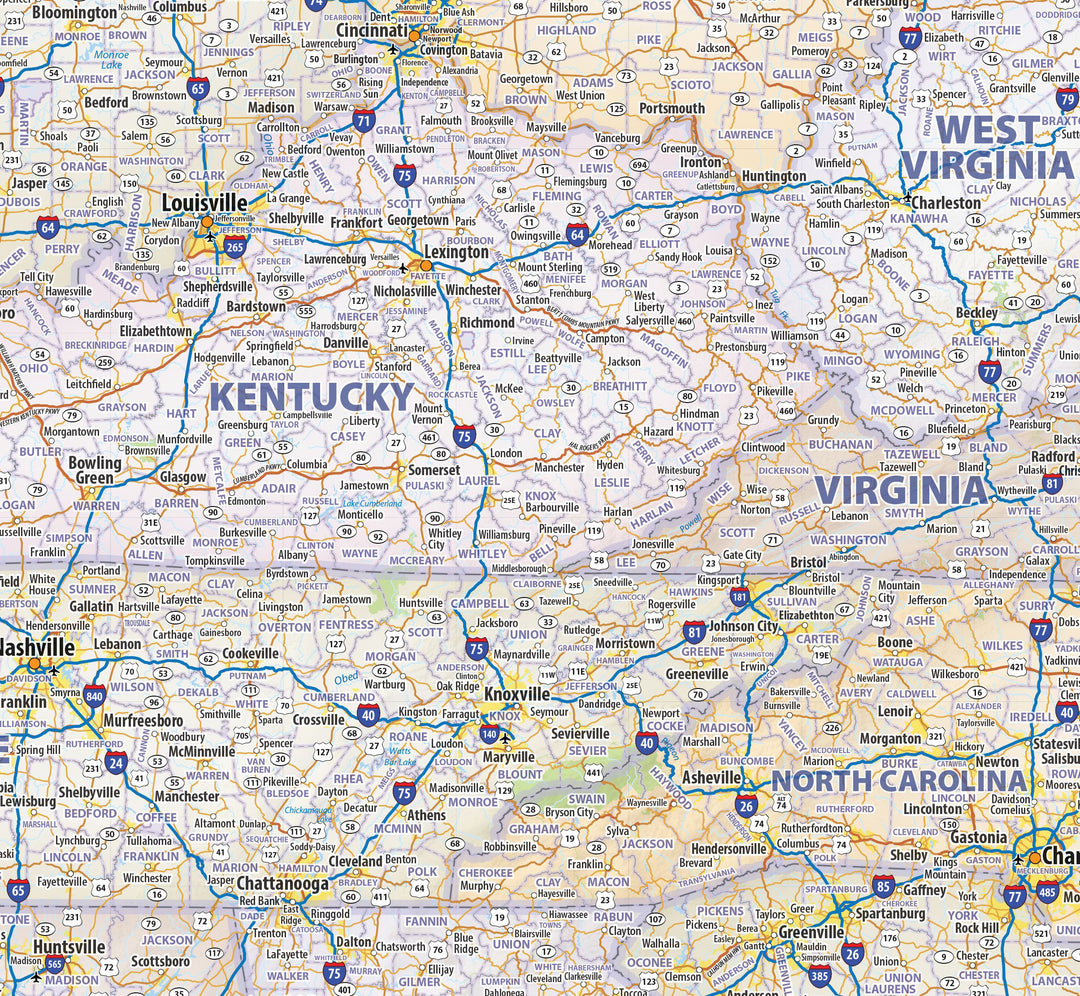 Central USA Wall Map