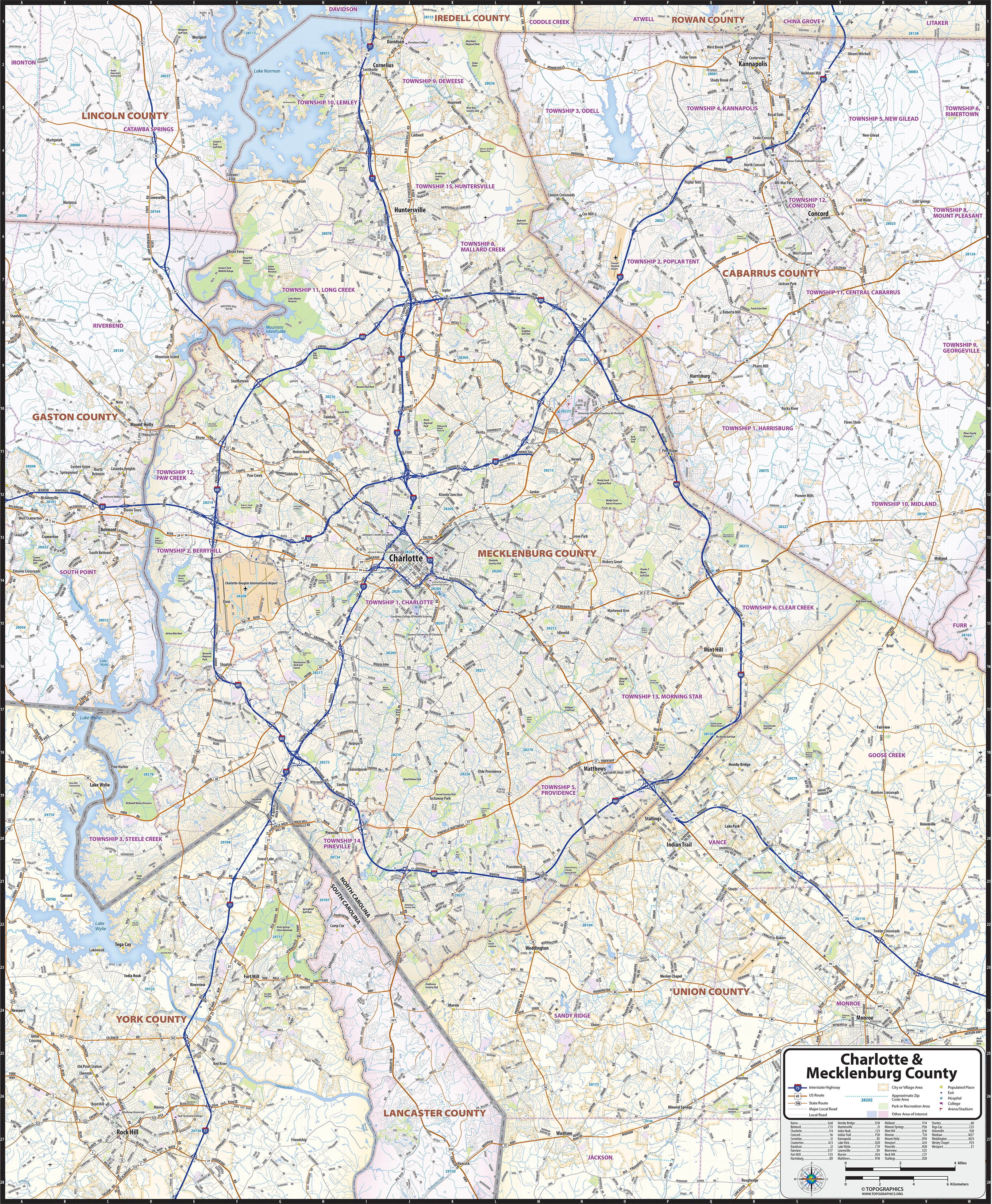 Charlotte And Mecklenburg County Wall Map American Map Store 1 