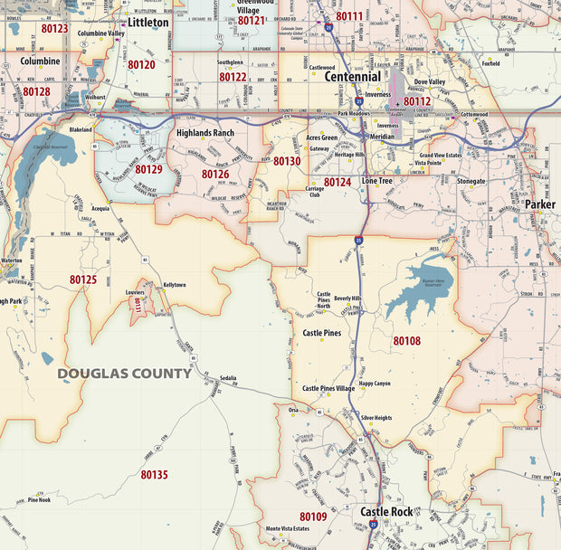 Denver Metro Area Zip Code Map – American Map Store