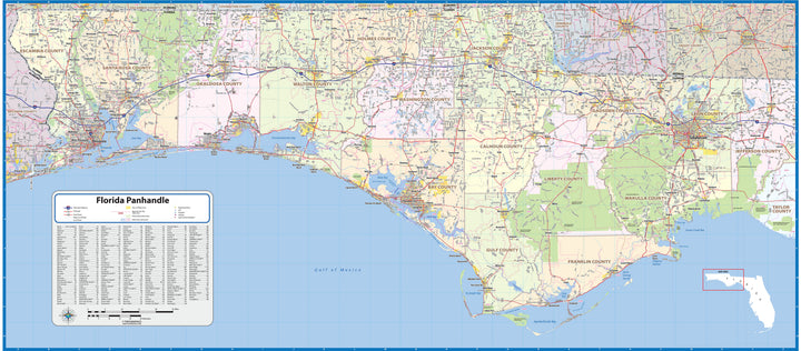 Florida Panhandle Wall Map