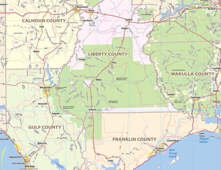 Florida Panhandle Wall Map