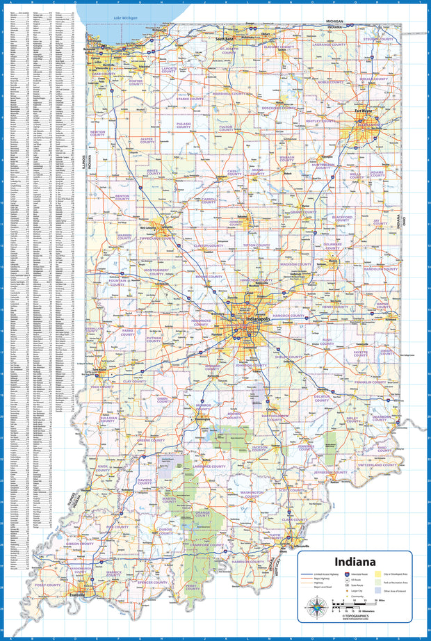Printable Indiana Map Indiana State Wall Maps – Tagged