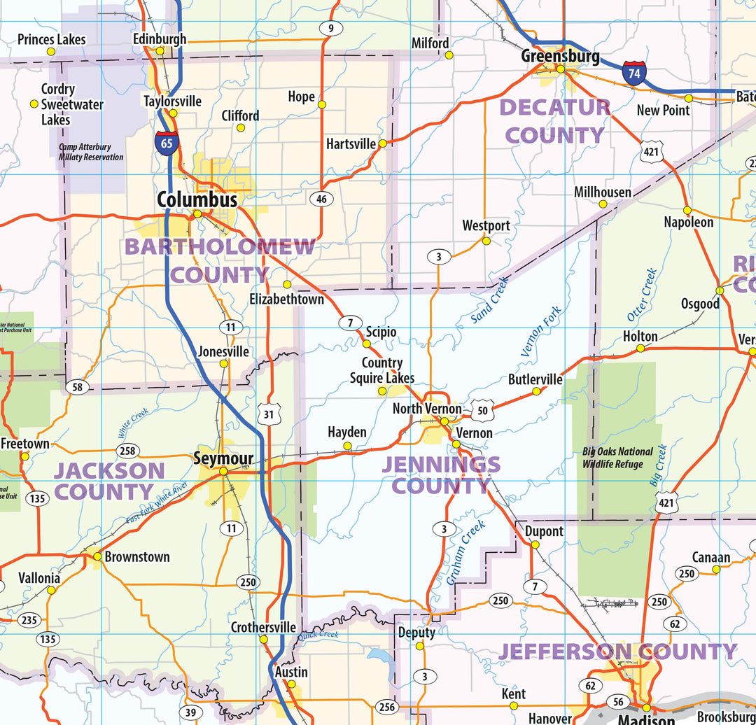 Indiana State Wall Map