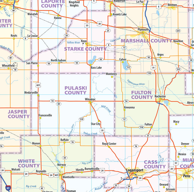 Indiana State Wall Map