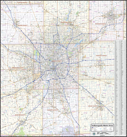 Indianapolis Metro Area Wall Map – American Map Store