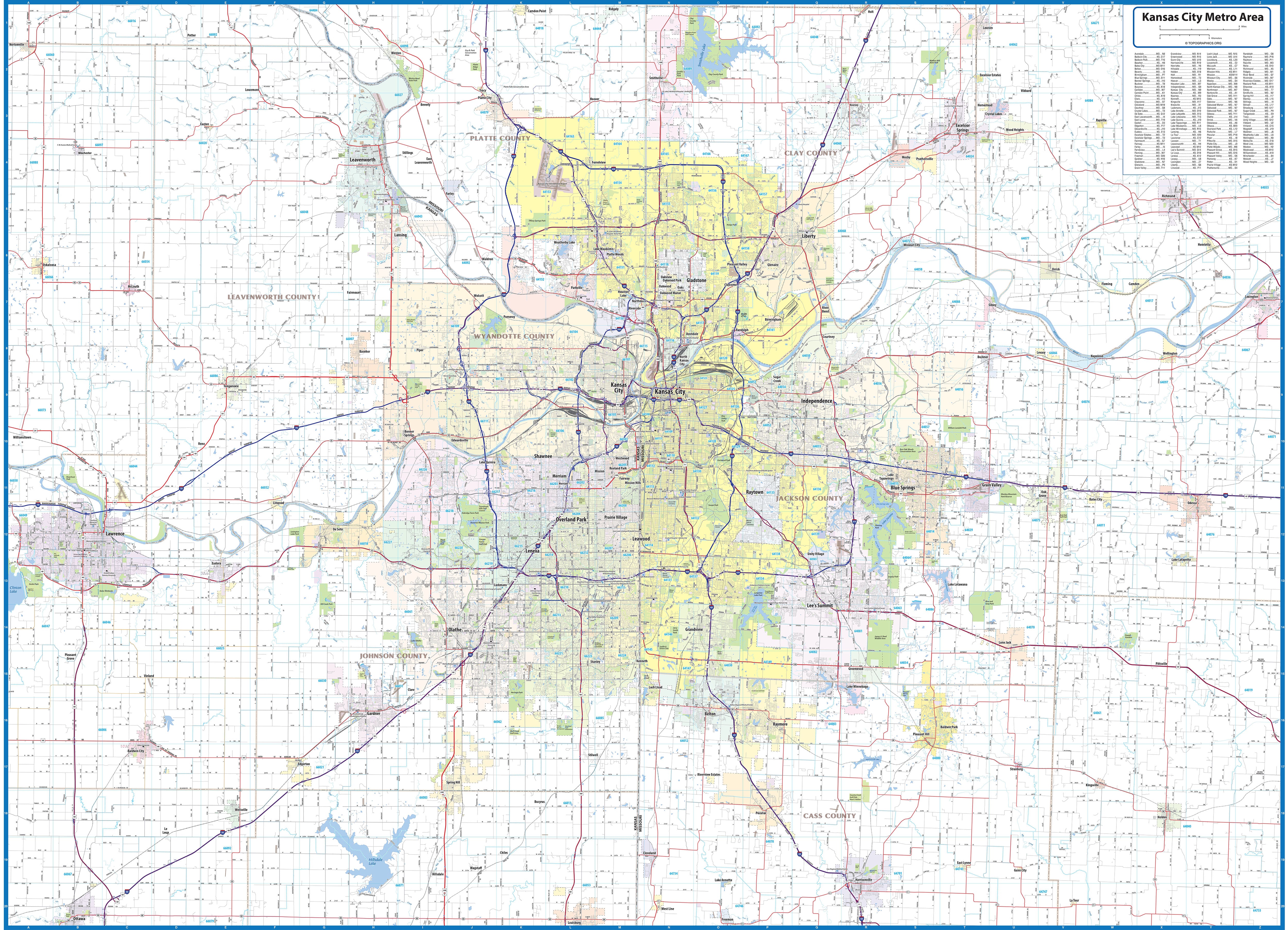 Kc Map Kansas City Metro Area Wall Map – American Map Store