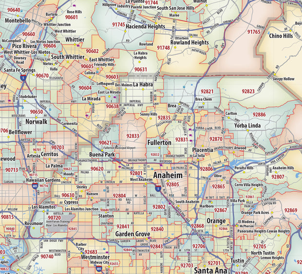 La2 Postcode Los Angeles Area Zip Code Map – American Map Store