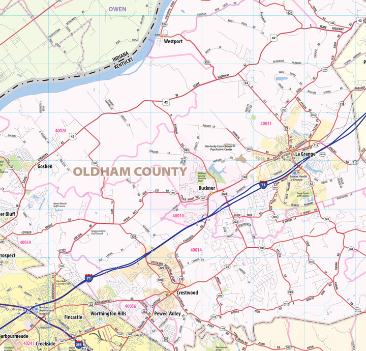 Louisville Metro Area Wall Map