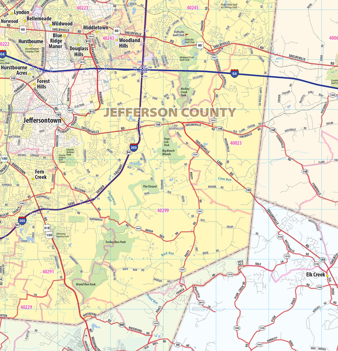 Louisville Metro Area Wall Map