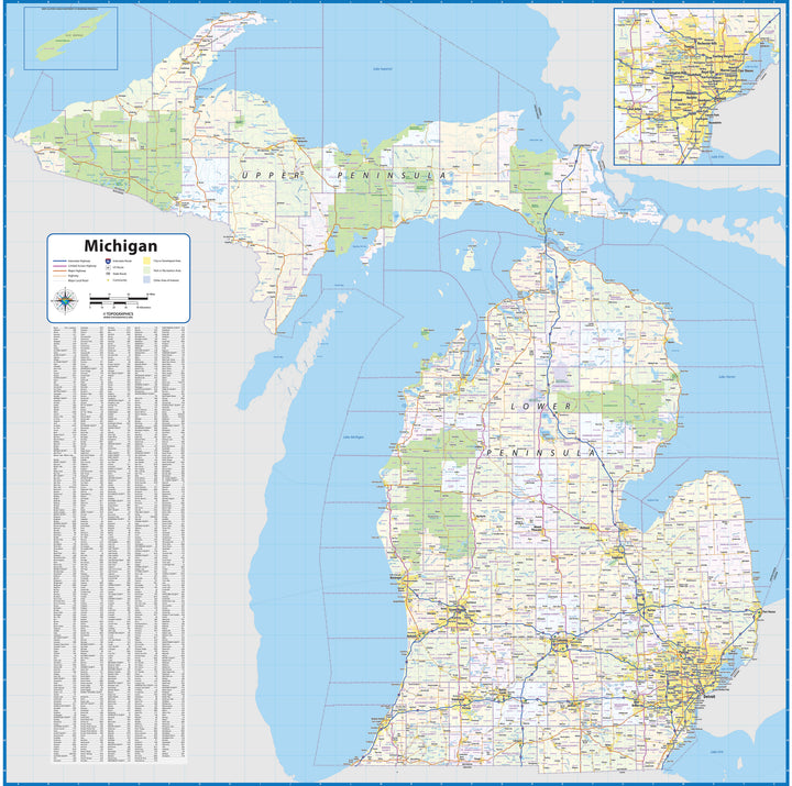 Michigan State Wall Map