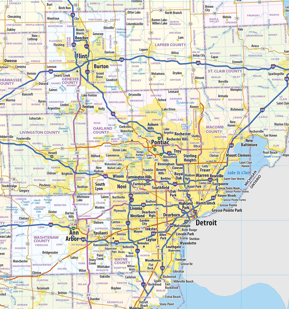 Michigan State Wall Maps Tagged 