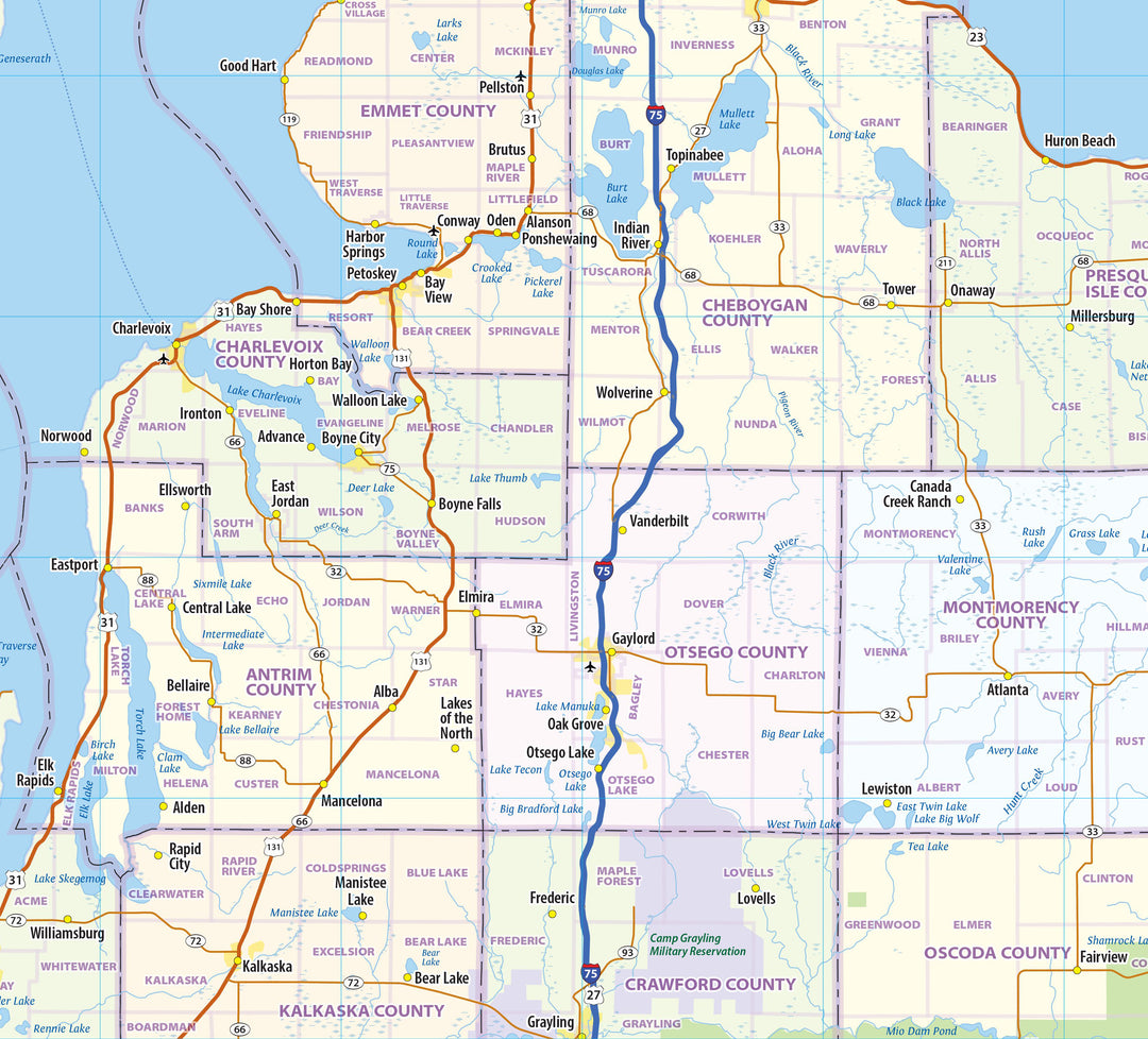 Michigan State Wall Map