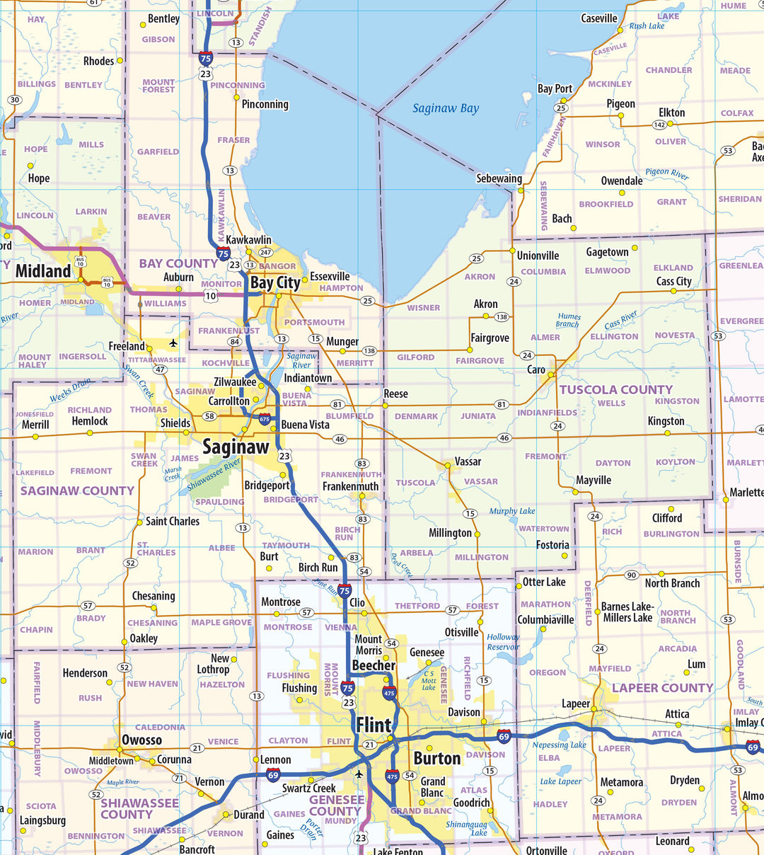 Michigan State Wall Map