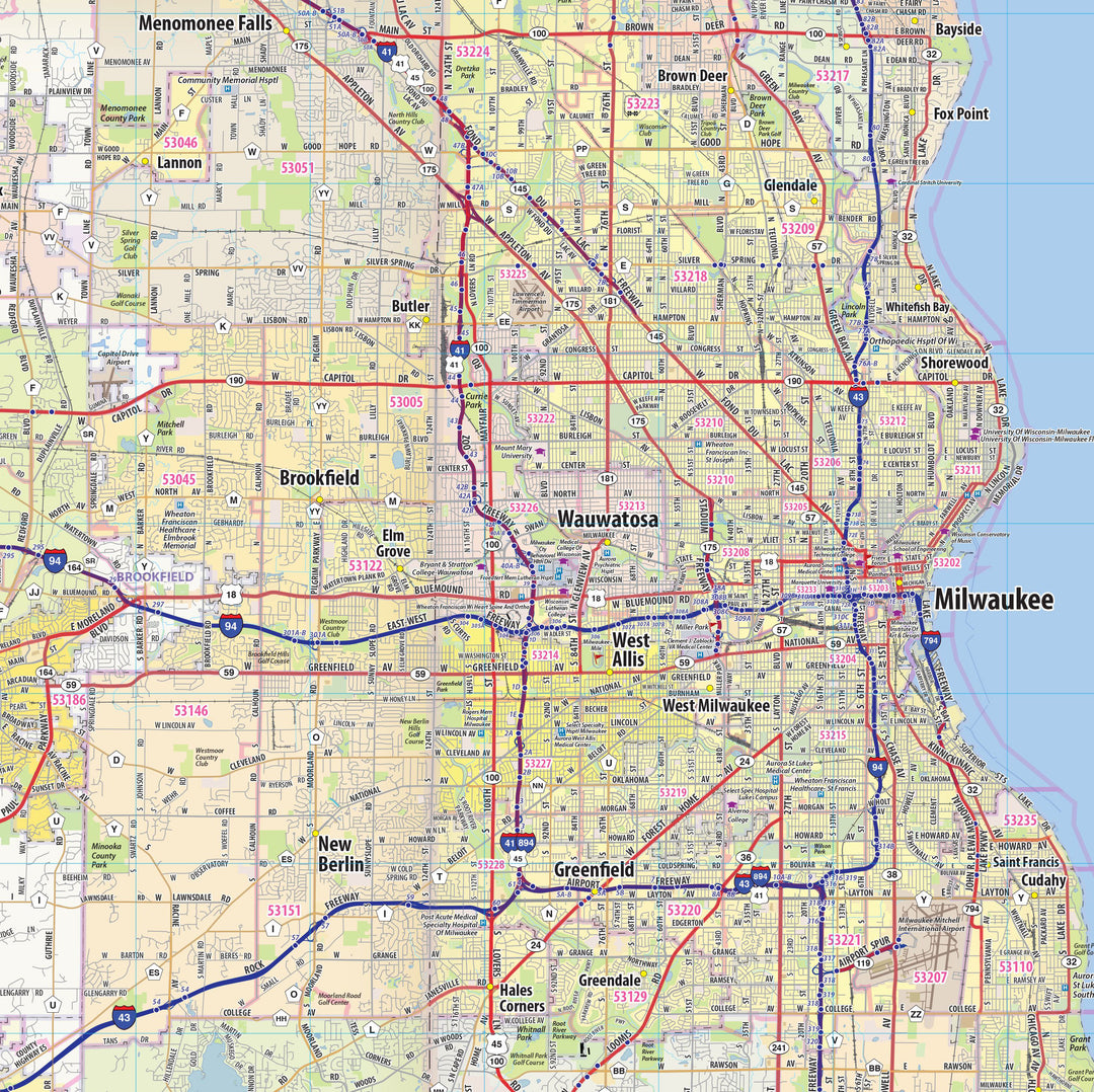 Milwaukee Metro Area Wall Map