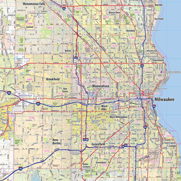 Milwaukee Metro Area Wall Map