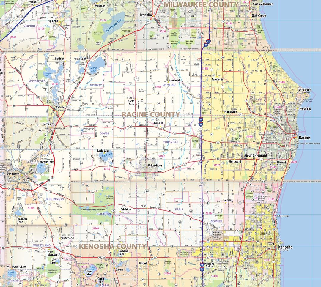 Milwaukee Metro Area Wall Map