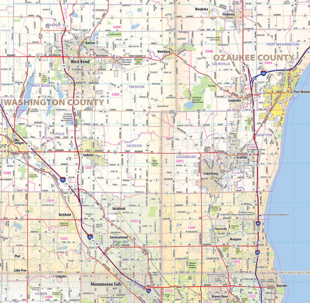 Milwaukee Metro Area Wall Map