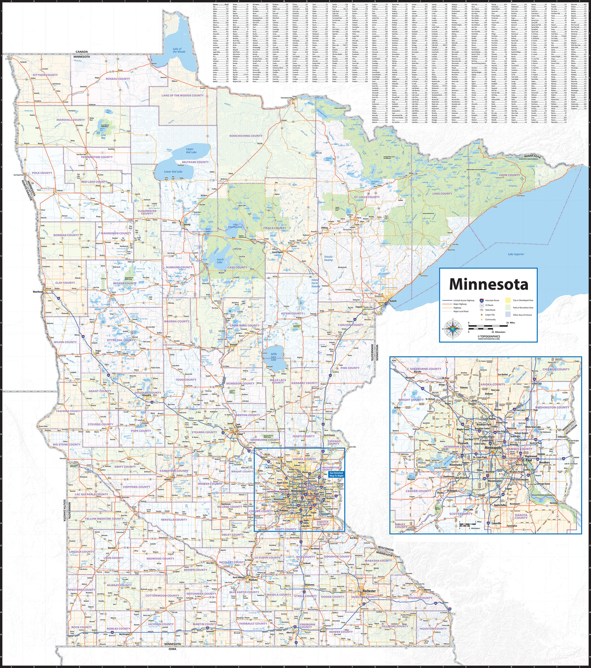 Minnesota State Wall Maps Tagged "Minnesota: Wall Maps – " – American ...