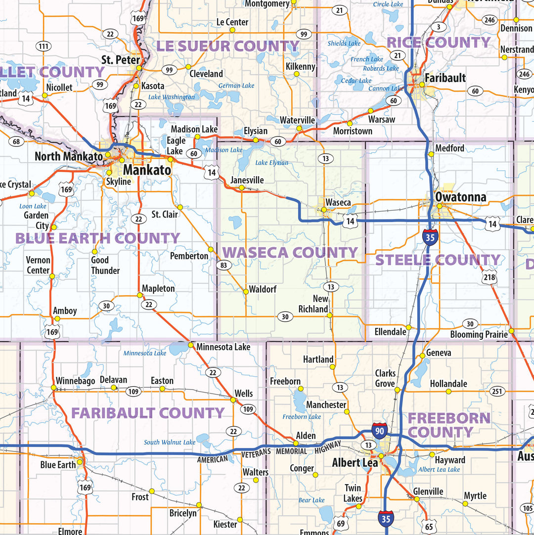 Minnesota State Wall Map