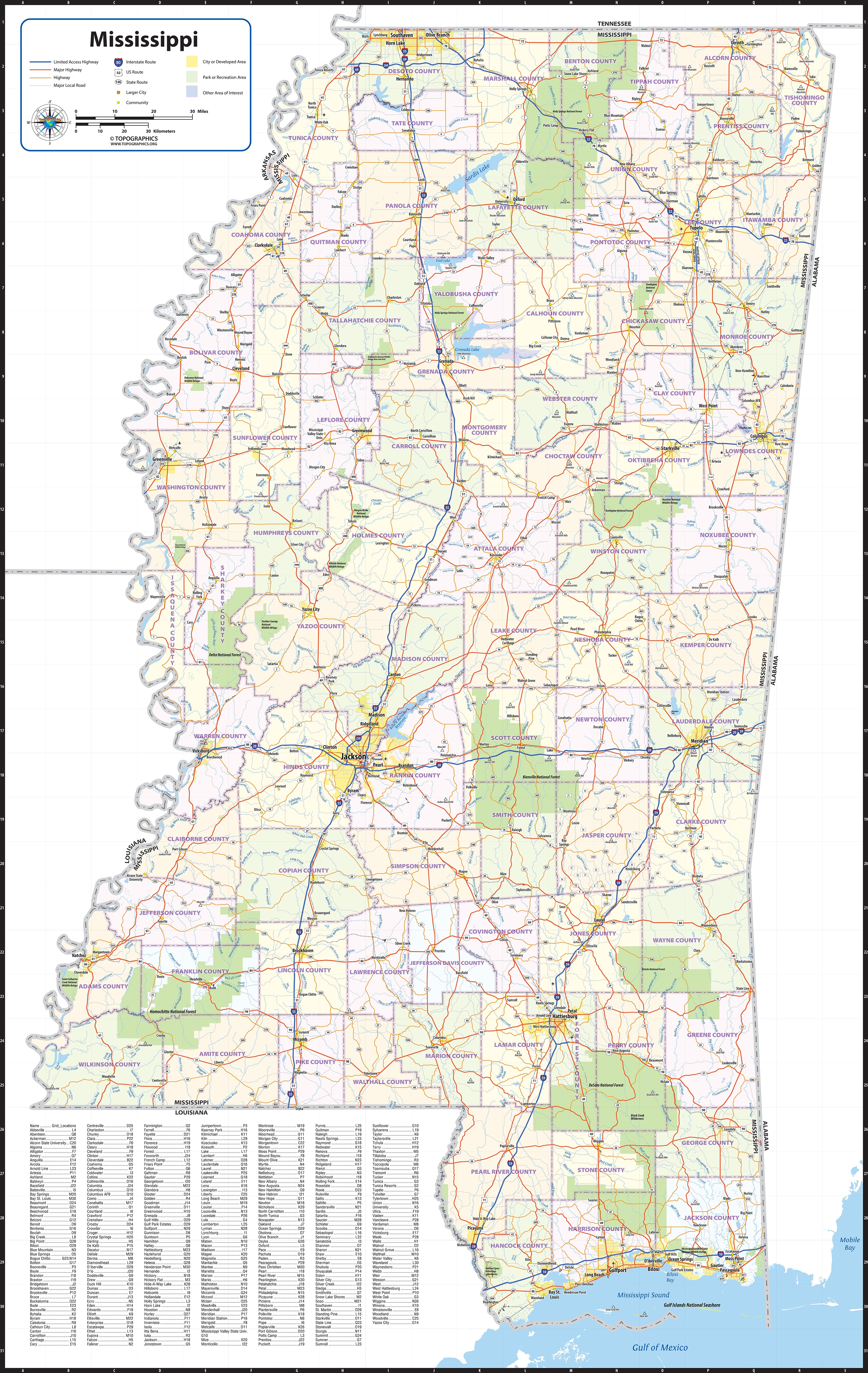 Mississippi State Wall Map – American Map Store
