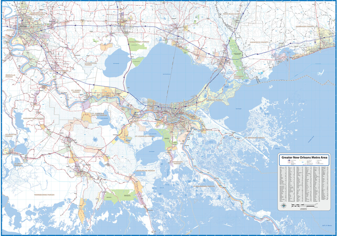 New Orleans Greater Metro Area Wall Map