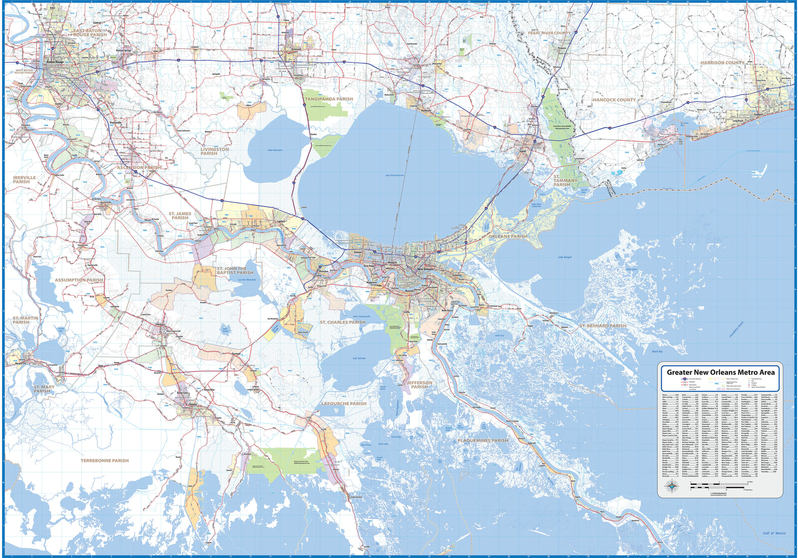 New Orleans Greater Metro Area Wall Map