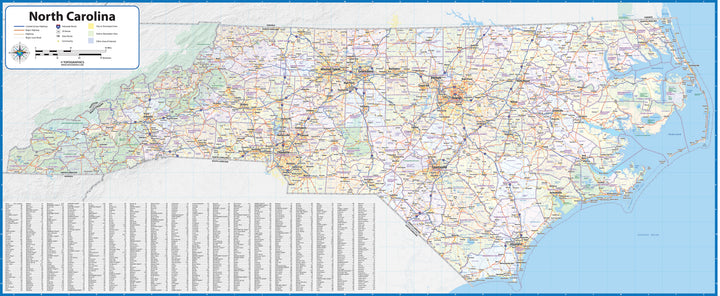 North Carolina State Wall Map