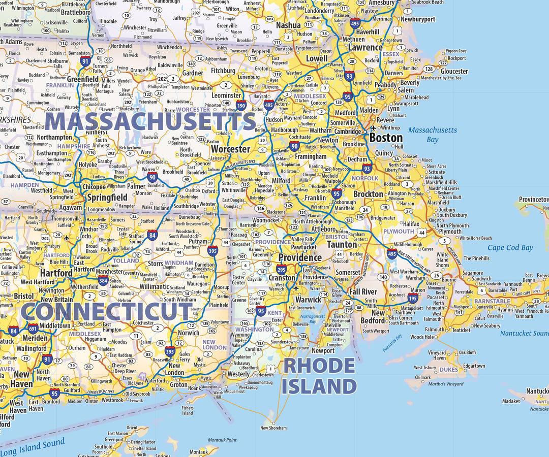 Northeast US Wall Map by Topographic Maps