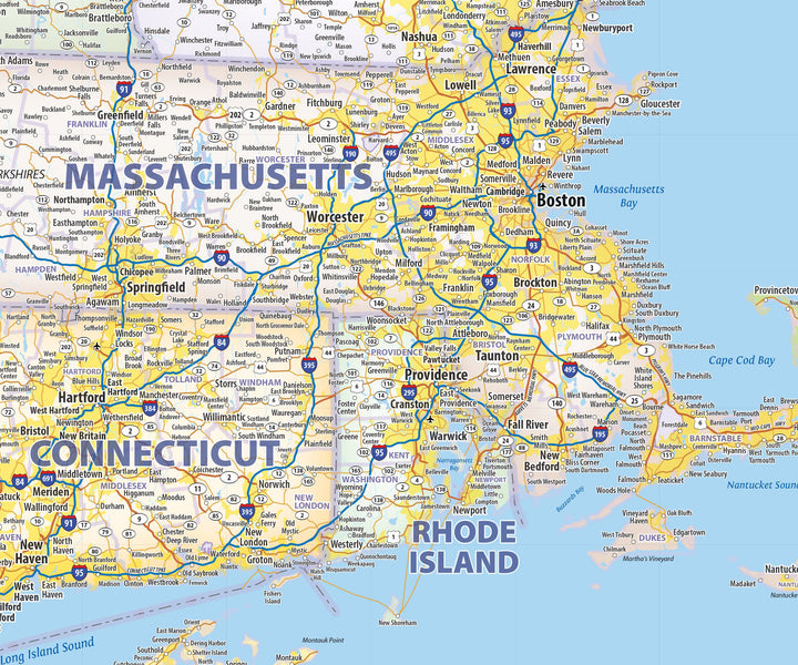 Northeast US Wall Map by Topographic Maps