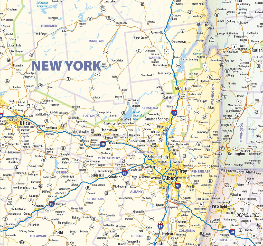 Northeast US Wall Map by Topographic Maps