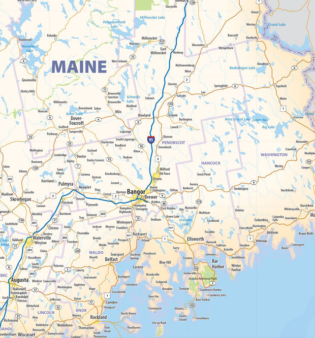 Northeast US Wall Map by Topographic Maps