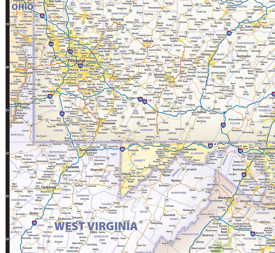 Northeast US Wall Map by Topographic Maps