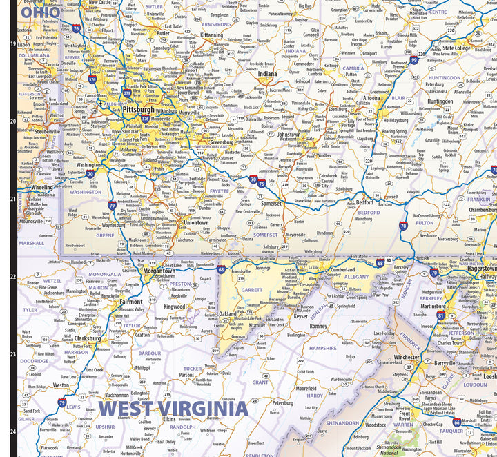 Northeast US Wall Map by Topographic Maps