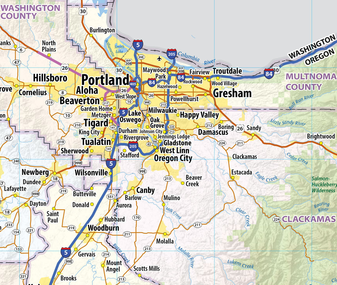 Oregon State Wall Map