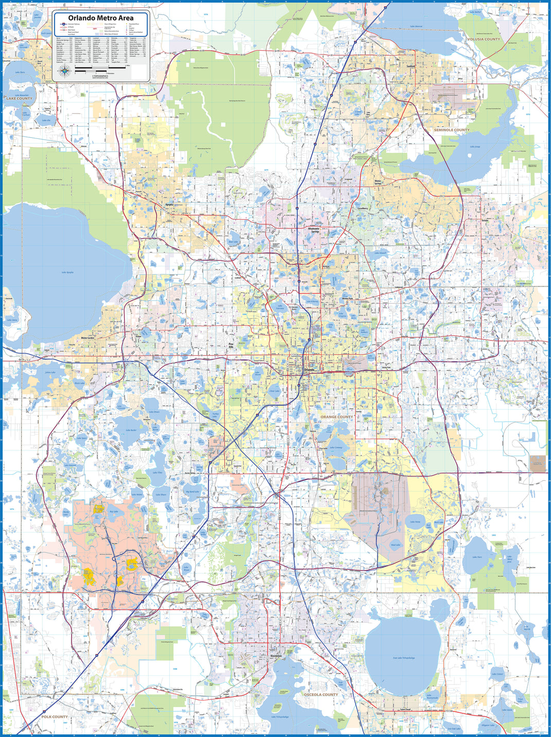 Orlando Metro Area Wall Map