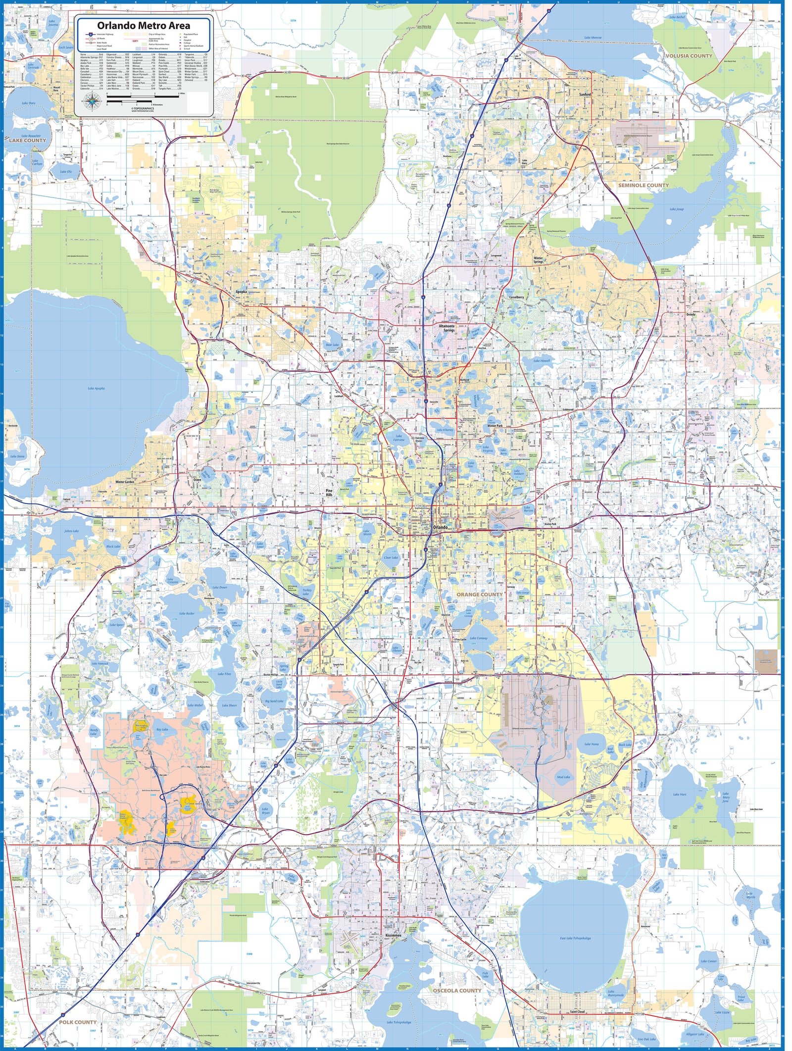 Orlando Metro Area Wall Map