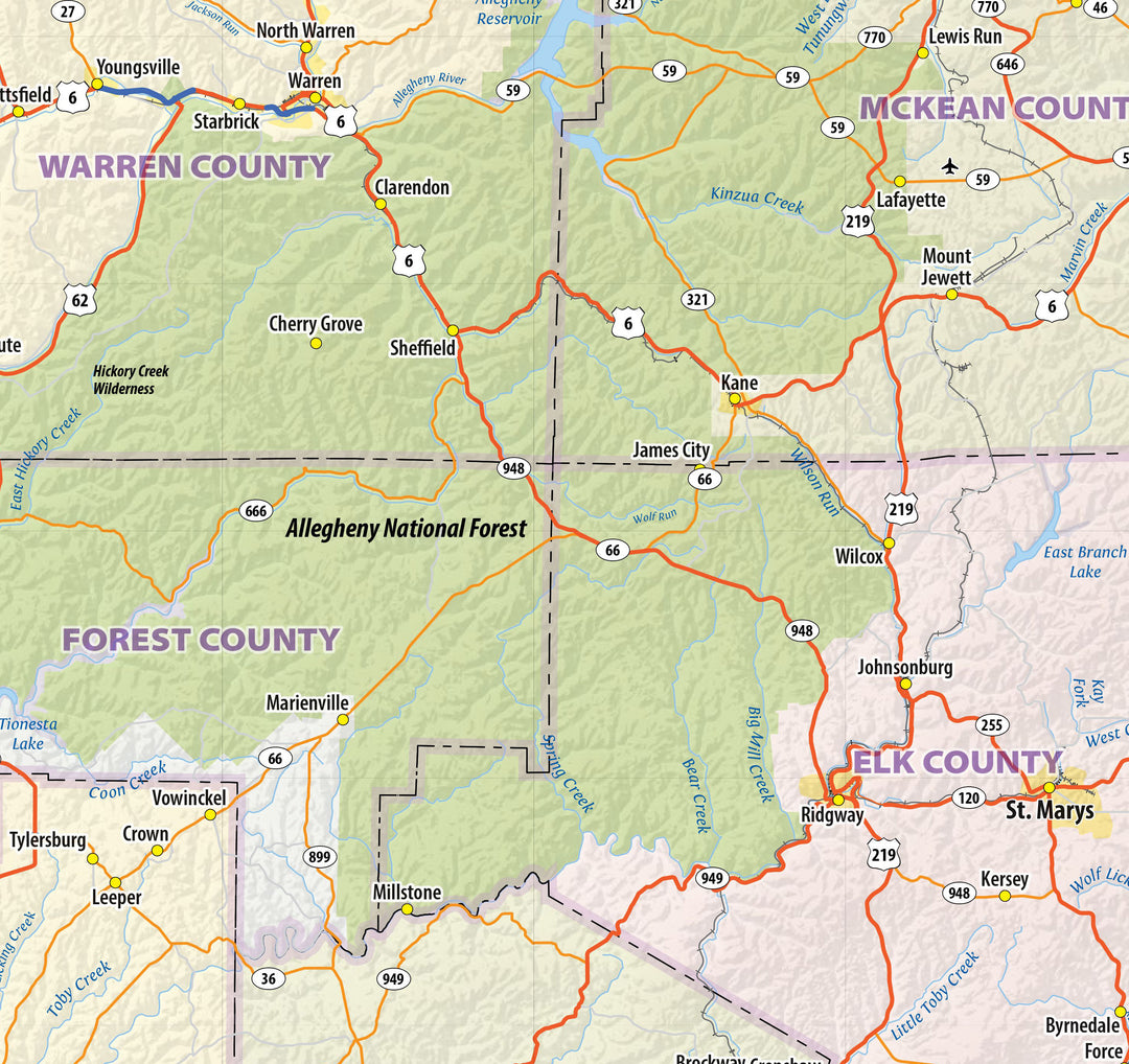 Pennsylvania State Wall Map