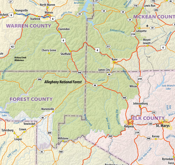 Pennsylvania State Wall Map