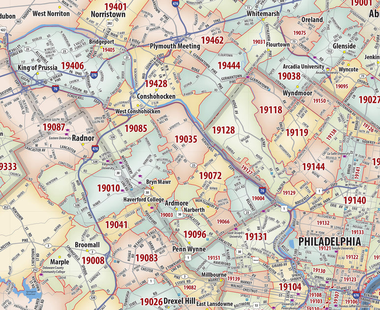 Philadelphia Metro Area Zip Code Map – American Map Store